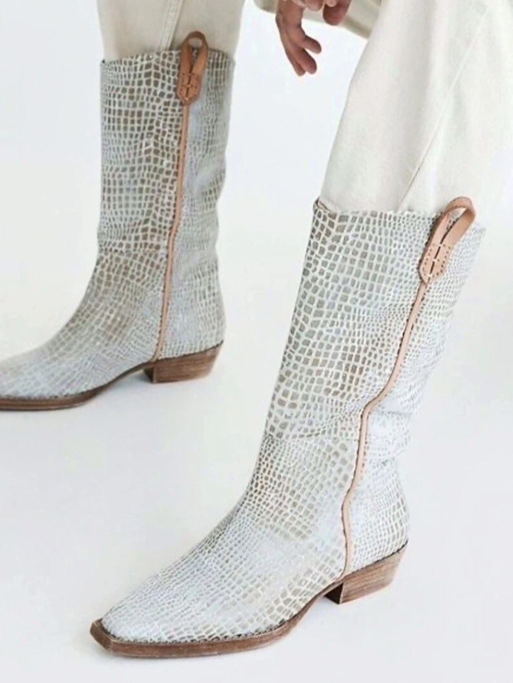 Free People Montage Tall Boot White & Brown EU 39